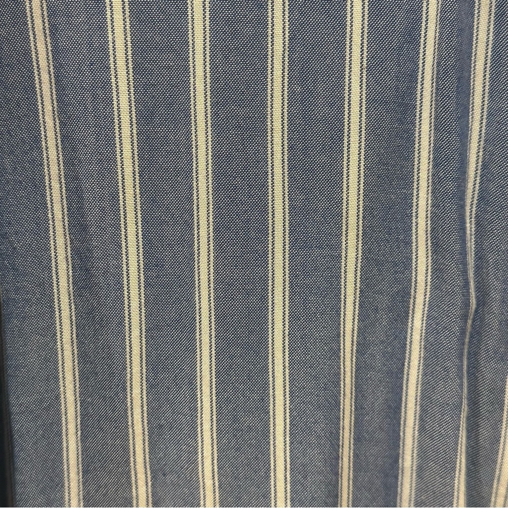 LOFT Blue Striped Women's Button Down Shirt, Size Large - Picture 5 of 7